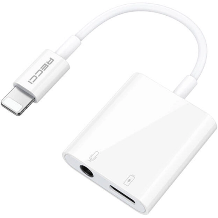 Recci RDS-A10 Lightning PD3.0 2in1 Şarj ve Ses Adaptörü - Beyaz