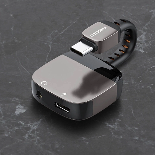 Recci RDS-A13 Type-C 2in1 Şarj ve Ses Adaptörü - Siyah