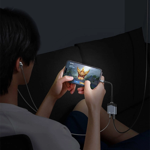 Recci RDS-A17 Lightning 2in1 Şarj ve Ses Adaptörü - Gri