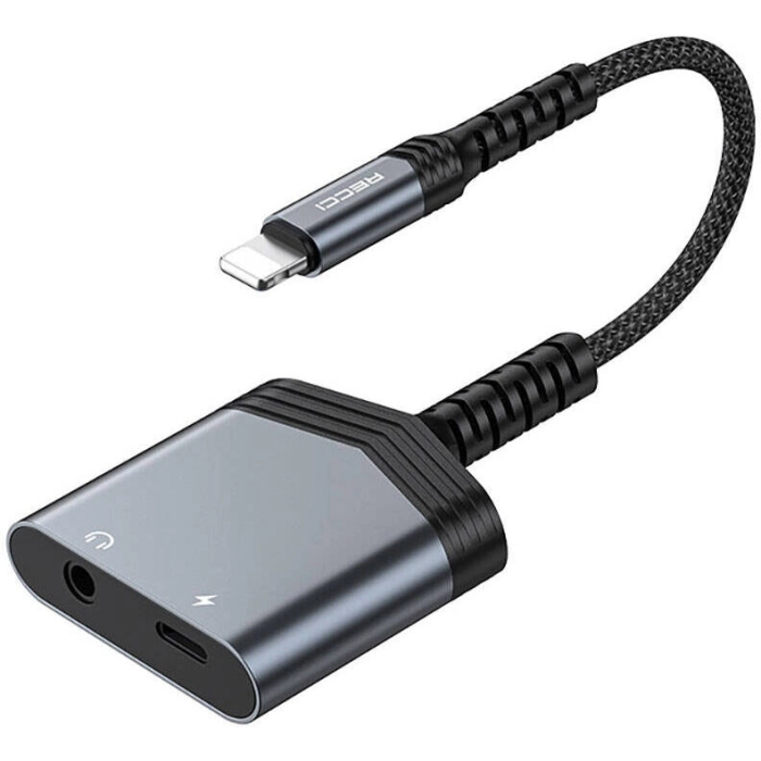 Recci RDS-A17 Lightning 2in1 Şarj ve Ses Adaptörü - Gri