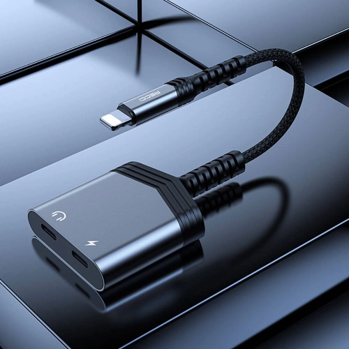 Recci RDS-A18 Lightning 2in1 Şarj ve Ses Adaptörü - Gri