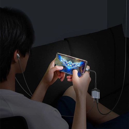 Recci RDS-A19 Type-C PD 2in1 Şarj ve Ses Adaptörü - Gri