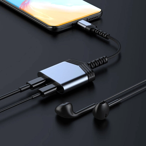 Recci RDS-A20 Type-C PD60W 2in1 Şarj ve Ses Adaptörü - Gri