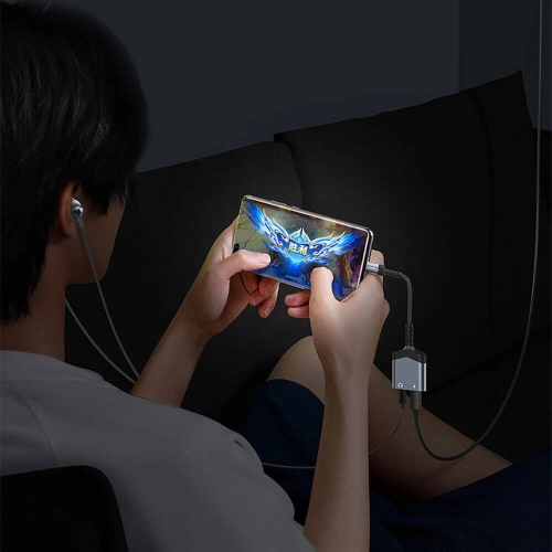 Recci RDS-A20 Type-C PD60W 2in1 Şarj ve Ses Adaptörü - Gri