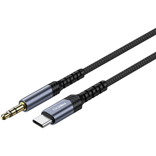 Recci RDS-A27 Type-C to 3.5mm AUX Audio Kablo - Gri