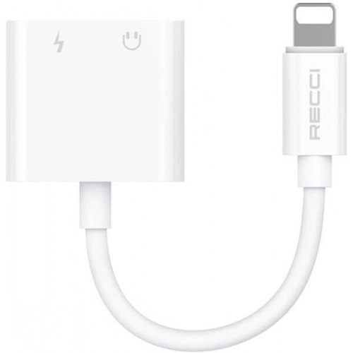 Recci RDS-A01 Lightning 2in1 Şarj ve Ses Adaptörü - Beyaz