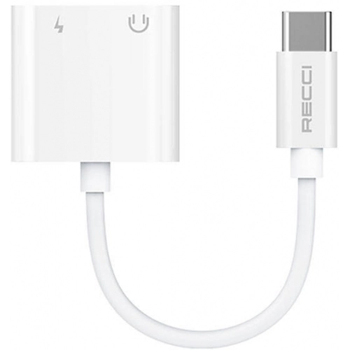 Recci RDS-A02 Type-C 2in1 Şarj ve Ses Adaptörü - Beyaz