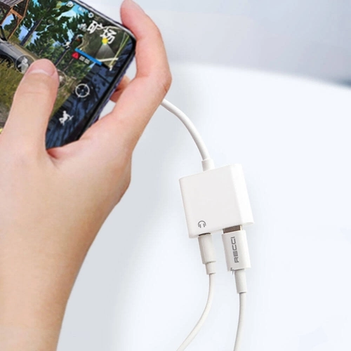 Recci RDS-A02 Type-C 2in1 Şarj ve Ses Adaptörü - Beyaz