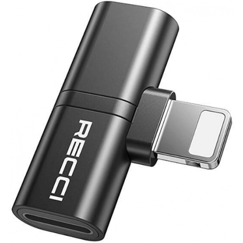 Recci RDS-A05 Lightning 2in1 Şarj ve Ses Adaptörü - Siyah
