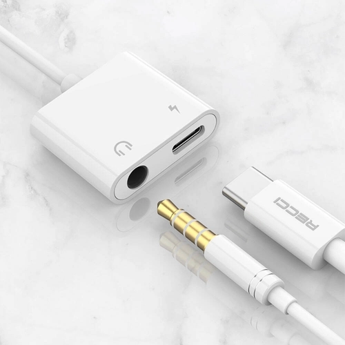 Recci RDS-A08 Type-C PD 3.0 2in1 Şarj ve Ses Adaptörü - Beyaz