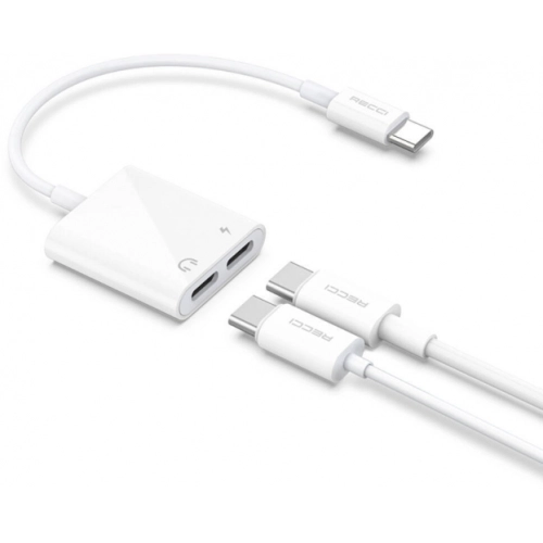 Recci RDS-A09 Type-C PD3.0 2in1 Şarj ve Ses Adaptörü - Beyaz