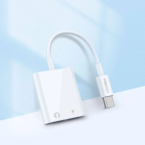 Recci RDS-A09 Type-C PD3.0 2in1 Şarj ve Ses Adaptörü - Beyaz