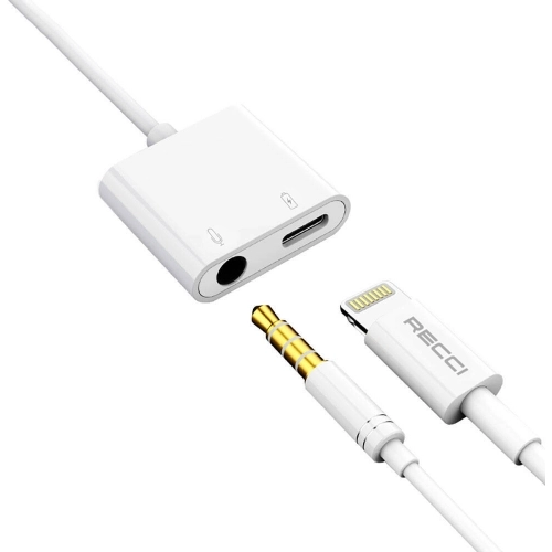 Recci RDS-A10 Lightning PD3.0 2in1 Şarj ve Ses Adaptörü - Beyaz