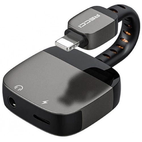 Recci RDS-A12 Lightning 2in1 Şarj ve Ses Adaptörü - Siyah