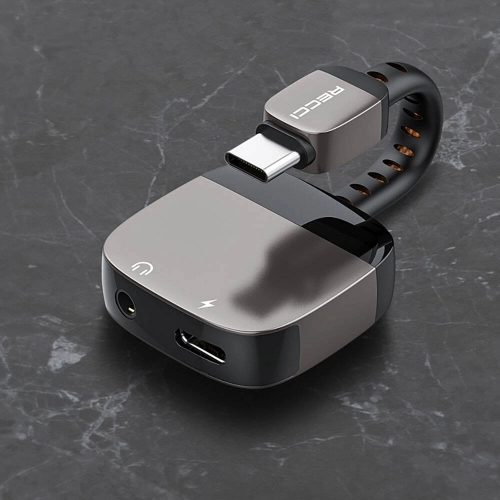 Recci RDS-A13 Type-C 2in1 Şarj ve Ses Adaptörü - Siyah