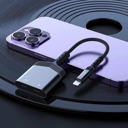 Recci RDS-A18 Lightning 2in1 Şarj ve Ses Adaptörü - Gri