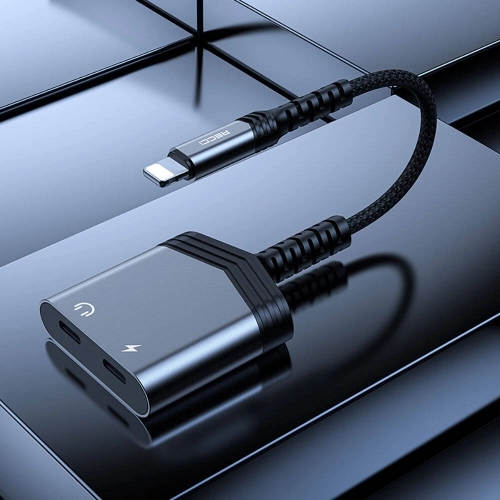 Recci RDS-A18 Lightning 2in1 Şarj ve Ses Adaptörü - Gri