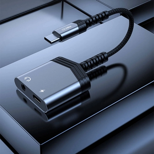 Recci RDS-A19 Type-C PD 2in1 Şarj ve Ses Adaptörü - Gri