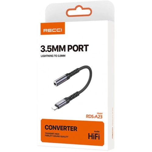 Recci RDS-A23 3.5mm to Lightning Audio Kablo - Gri