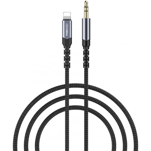 Recci RDS-A26 Lightning to 3.5mm AUX Audio Kablo - Gri