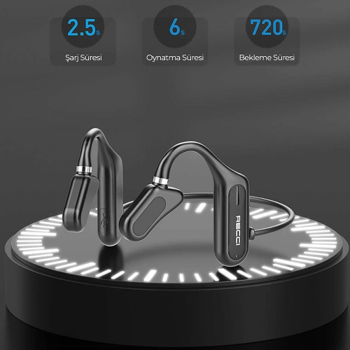 Recci REP-W27 Flutter Serisi Suya Dayanıklı Sporcu Bluetooth Kulaklık - Siyah
