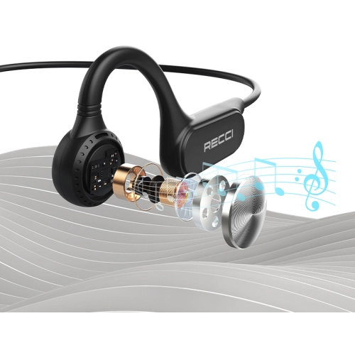 Recci REP-W61 Vogue Serisi Hi-Fi HD Ses Kaliteli Kemik İletimi Kulak Üstü Bluetooth Kulaklık - Siyah