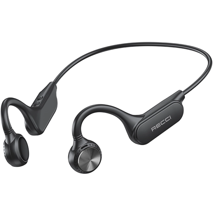 Recci REP-W61 Vogue Serisi Hi-Fi HD Ses Kaliteli Kemik İletimi Kulak Üstü Bluetooth Kulaklık - Siyah