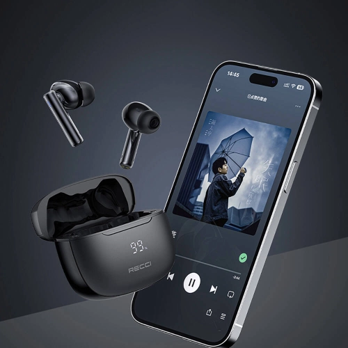 Recci REP-W77 Warrior ANC Özellikli TWS Wireless 5.3 Bluetooth Kulaklık - Siyah
