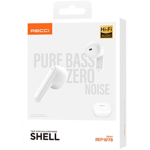 Recci REP-W78 Shell Serisi TWS Wireless 5.3 Bluetooth Kulaklık - Beyaz
