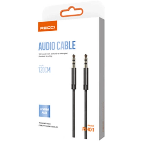 Recci RH01 3.5mm to 3.5mm AUX Audio Kablo - Siyah