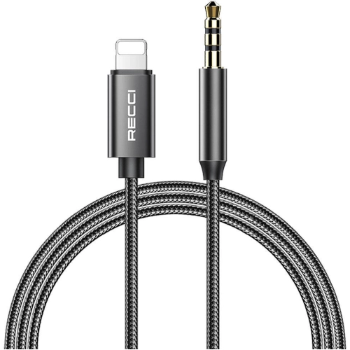 Recci RH02 Lightning to 3.5mm AUX Audio Kablo - Siyah