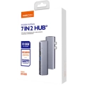 Recci RH08 Type-C to Type-C + SD/TF + USB3.0 + USB2.0 + HDMI + Thunderbolt 3 Bağlantılı 7in2 Hub - Gri