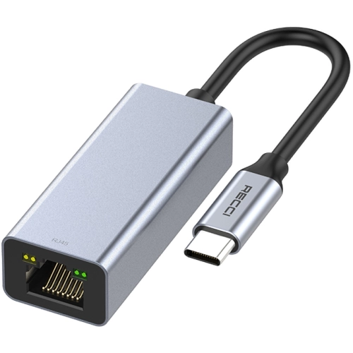 Recci RH10 RJ45 to Type-C Ethernet Dönüştürücü Kablo 100Mbps 80mm - Gri