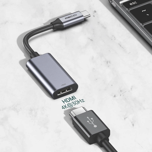 Recci RH11 HDMI to Type-C Dönüştürücü Kablo - Gri