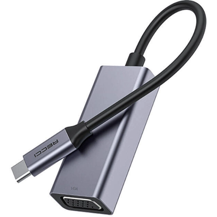 Recci RH12 VGA to Type-C Dönüştürücü Kablo - Gri