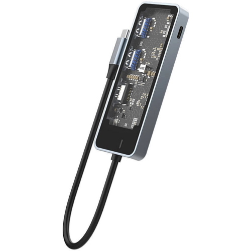 Recci RH16 Type-C to Type-C PD100W + USB3.0 + HDMI + Type-C Bağlantılı 5in1 Hub - Gri