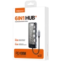Recci RH17 Type-C to Type-C PD100W + USB3.0 + HDMI + Type-C + RJ45 Bağlantılı 6in1 Hub - Gri