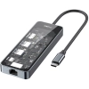 Recci RH17 Type-C to Type-C PD100W + USB3.0 + HDMI + Type-C + RJ45 Bağlantılı 6in1 Hub - Gri