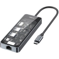 Recci RH17 Type-C to Type-C PD100W + USB3.0 + HDMI + Type-C + RJ45 Bağlantılı 6in1 Hub - Gri