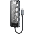 Recci RH17 Type-C to Type-C PD100W + USB3.0 + HDMI + Type-C + RJ45 Bağlantılı 6in1 Hub - Gri