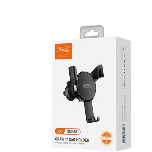 Recci RHO-C05 Kaydırmaz Tasarımlı 360 Derece Dönebilen Başlıklı Araç Telefon Tutucu - Siyah