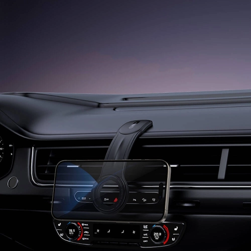 Recci RHO-C40 Magnetik Magsafe Uyumlu Bükülebilen Eğimli ve Düz Zemin Araç Telefon Tutucu - Siyah