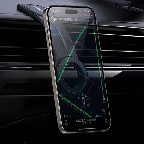 Recci RHO-C40 Magnetik Magsafe Uyumlu Bükülebilen Eğimli ve Düz Zemin Araç Telefon Tutucu - Siyah