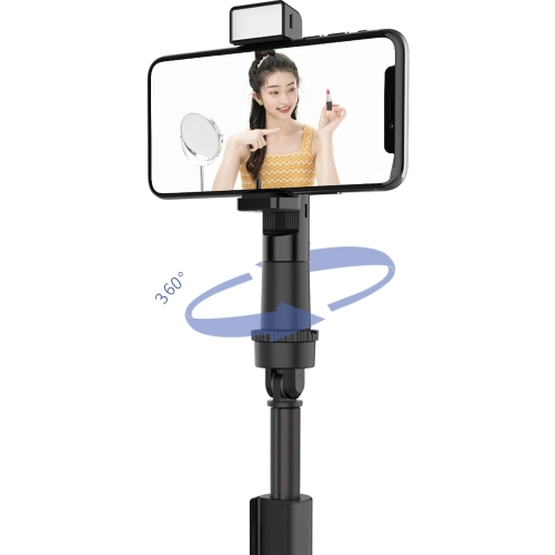 Recci RHO-P01 Bluetooth 5.0 Uzaktan Kumandalı Çok Fonksiyonlu Selfie Çubuğu 200mAh - Siyah