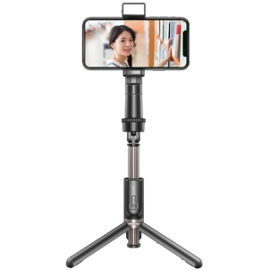 Recci RHO-P01 Bluetooth 5.0 Uzaktan Kumandalı Çok Fonksiyonlu Selfie Çubuğu 200mAh - Siyah
