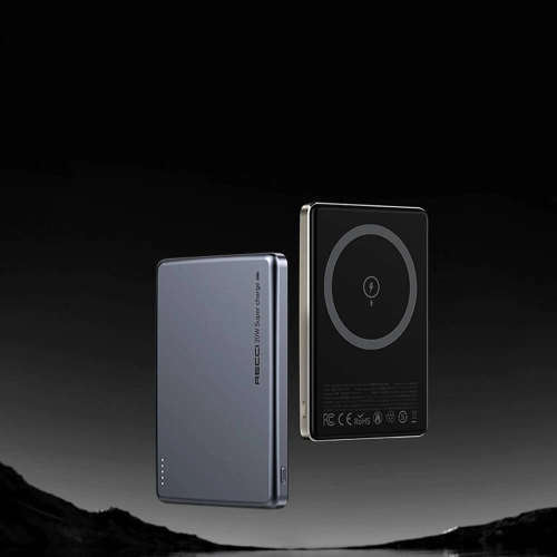 Recci RPB-W20 Taşınabilir Wireless Şarj ve PD Hızlı Şarj Özellikli Powerbank 15W 4900mAh - Mavi