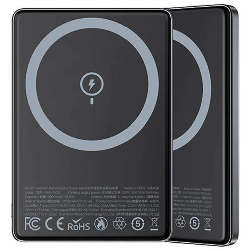 Recci RPB-W20 Taşınabilir Wireless Şarj ve PD Hızlı Şarj Özellikli Powerbank 15W 4900mAh - Gold