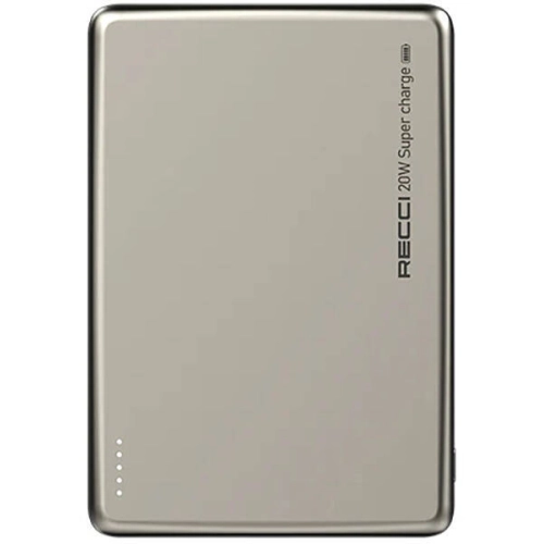 Recci RPB-W20 Taşınabilir Wireless Şarj ve PD Hızlı Şarj Özellikli Powerbank 15W 4900mAh - Gold