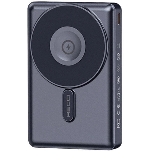 Recci RPB-W19 Standlı Magsafe Şarj Özellikli Powerbank 10.000mAh - Siyah