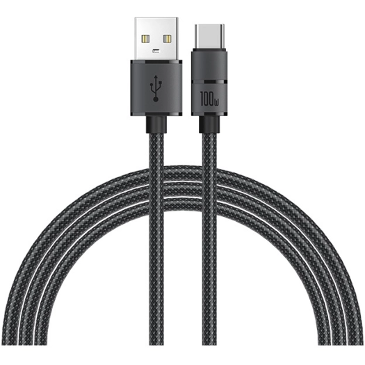 Recci RS08C Warrior Serisi 100W Hızlı Şarj Özellikli USB-A To Type-C Kablo 1.2M - Gri